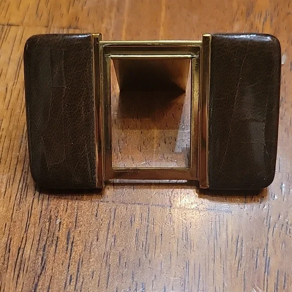 Antique Leather & Brass Pocket Photo Frame Austria
